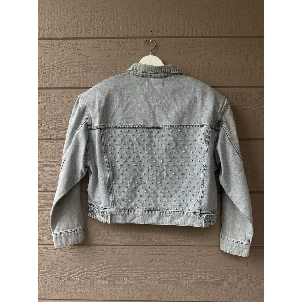 Free People Nocturne Studded Women’s denim blue Jacket Size L - Picture 4 of 13
